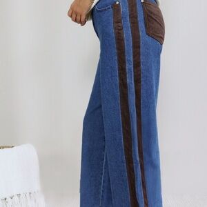 Women's Blue and Brown Jeans